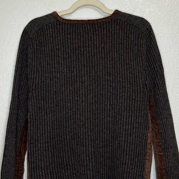 Zara Men’s Wool Blend Knitted Velvet Trim Henley Sweater - Picture 7 of 10